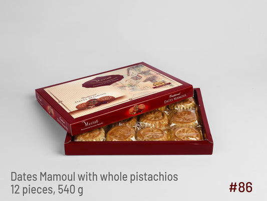 #86 Dates Mamoul with Whole Pistachios-12 Pieces, 540g