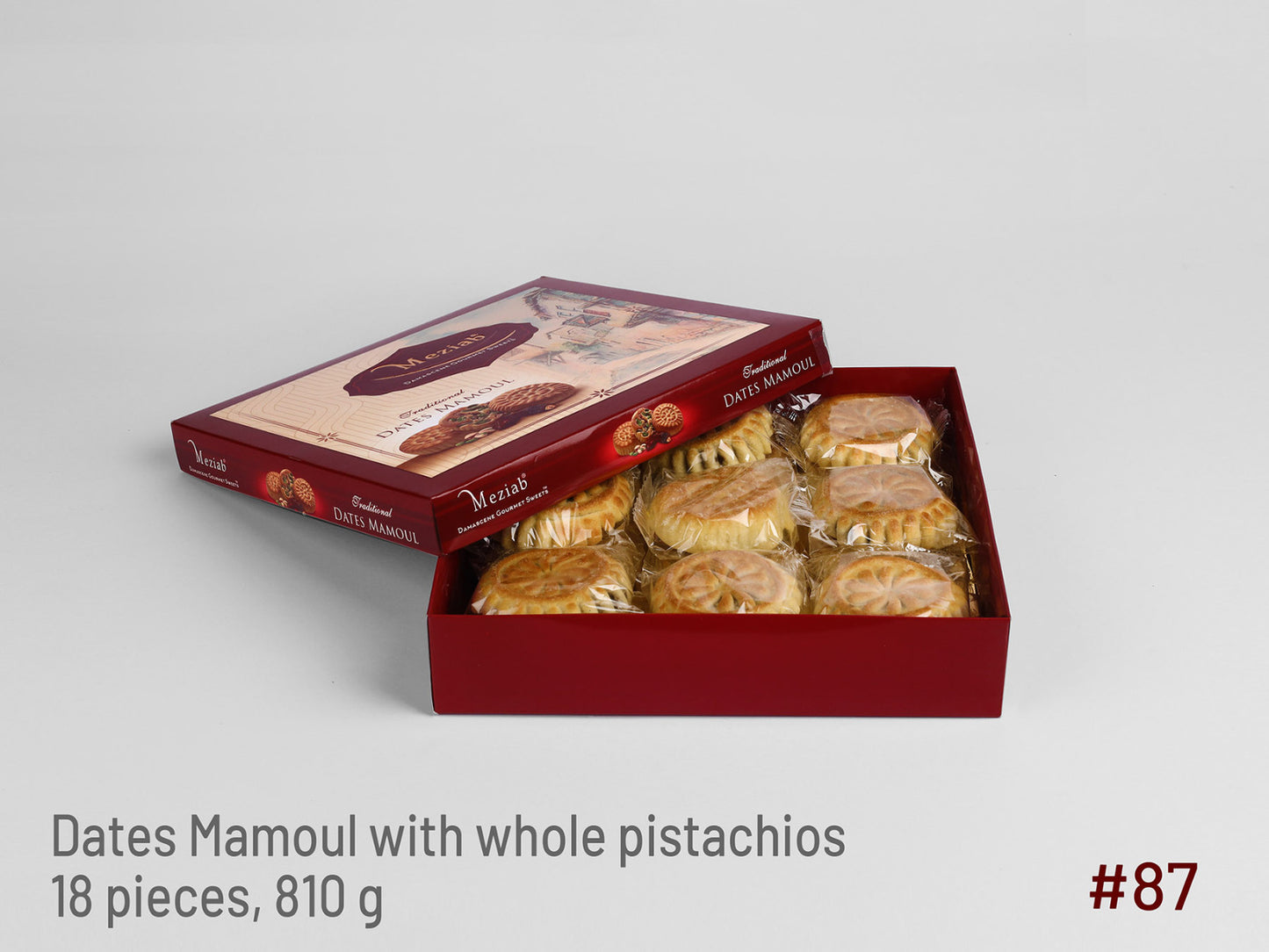 #87 Dates Mamoul with Whole Pistachios-18 Pieces, 810g