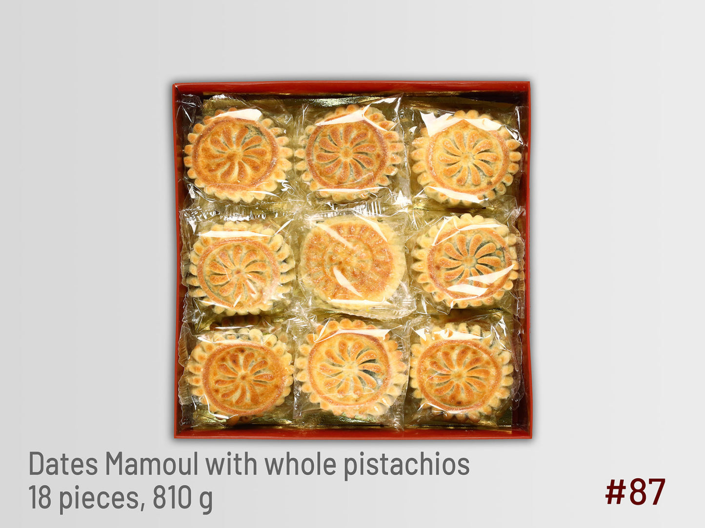 #87 Dates Mamoul with Whole Pistachios-18 Pieces, 810g
