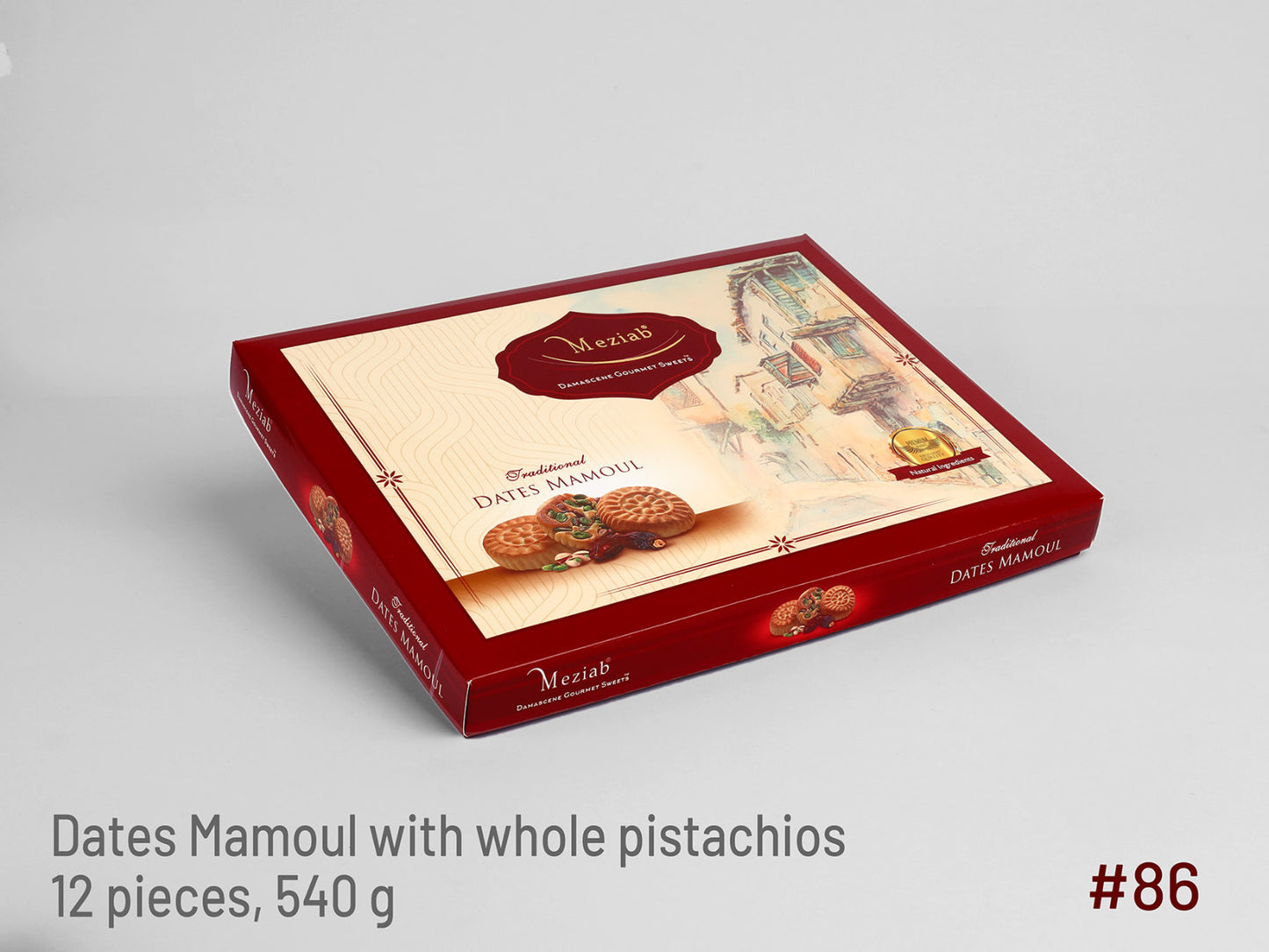 #86 Dates Mamoul with Whole Pistachios-12 Pieces, 540g